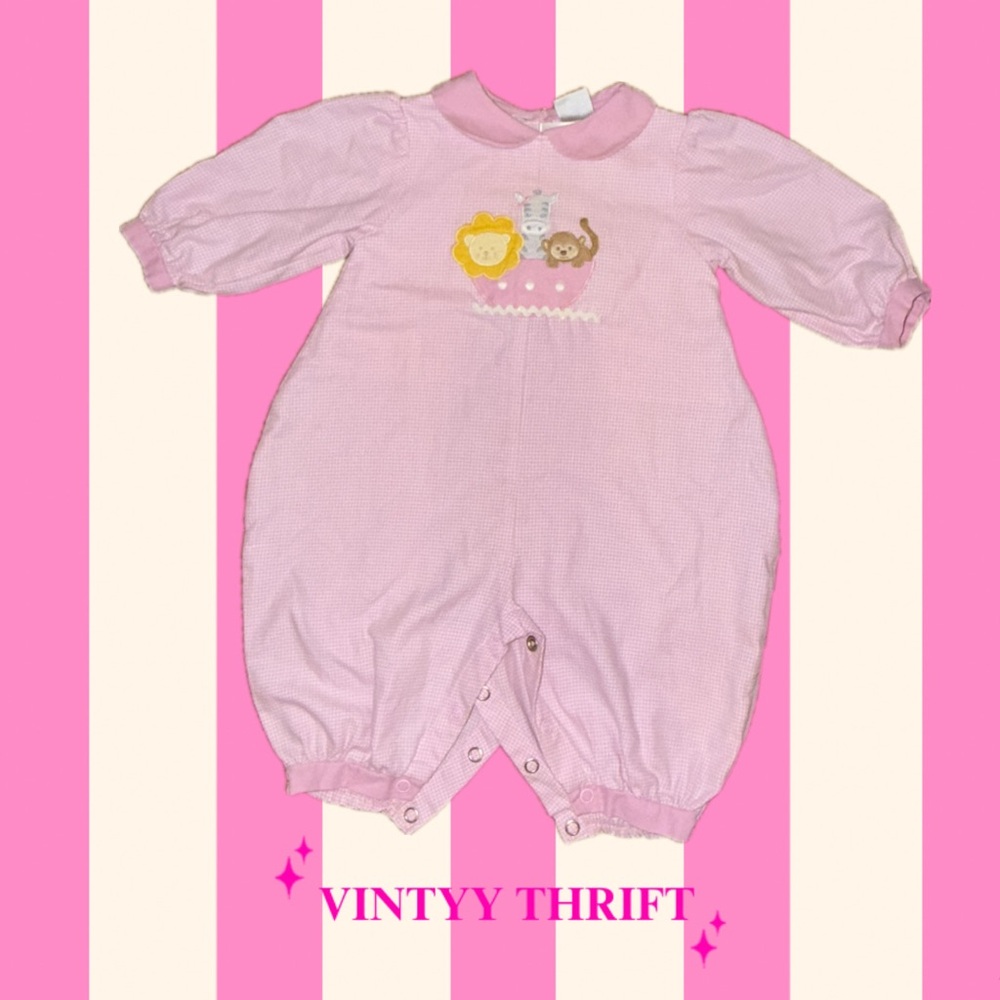 ZU Brand Embroidered Animal Bubble Romper, Size 3 Months